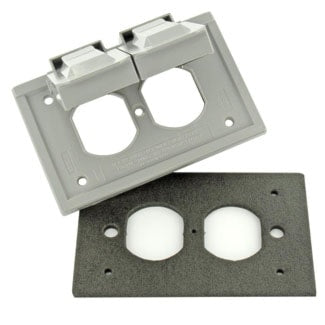 LEVITON 4976-FS COUV HORIZ DOUBLE BTE FSGRIS