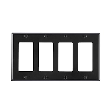 LEVITON 80412-E PLAQUE 4G DEC PLAST NOIR