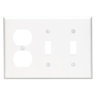 LEVITON 80721-W PLAQUE 3G INTERR DUPLEXBLANC