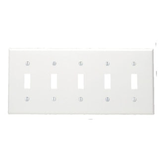 LEVITON 80723-W WALL PLATE 5G NYLON WHITE