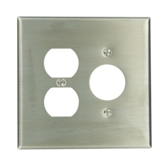 LEVITON 84146-40 PLAQUE 2G 1PRISE 1,406ORIFICE ACIER INOX