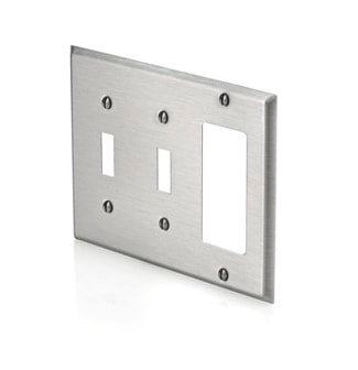 LEVITON 84421-40 3G 2TGL/1 DEC PLATE STAINLESS STEEL