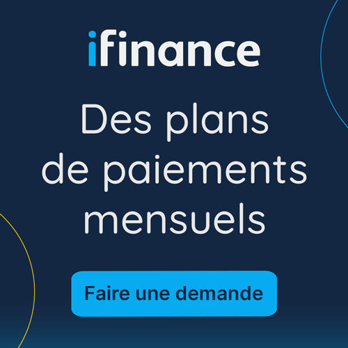 Publicité iFinance pour plans de paiements mensuels avec bouton Faire une demande