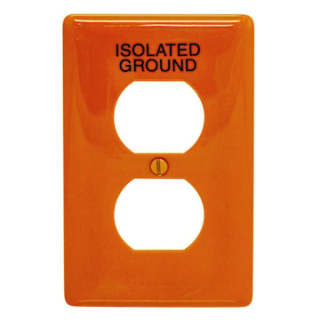 HUBBELL NP8OIG PLATE 1G DUPLEX ORANGE(ISOLATED GROUND) BLACK 