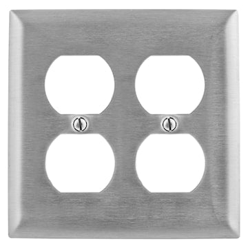HUBBELL SS82L PLATE 2G DUPLEX STAINLESS STEEL 430SS 
