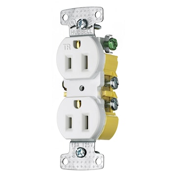 HUBBELL RR15SWTR RECEPT DUPLEX TR 15A 125V BLANC