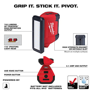 MILWAUKEE 2367-20 M12 ROVER SPOTLIGHT WITH USB CHARGING 