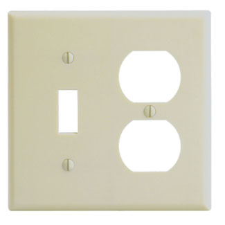 LEVITON 86005 PLATE 2G INTERR DUPLEXPLAST IVORY 