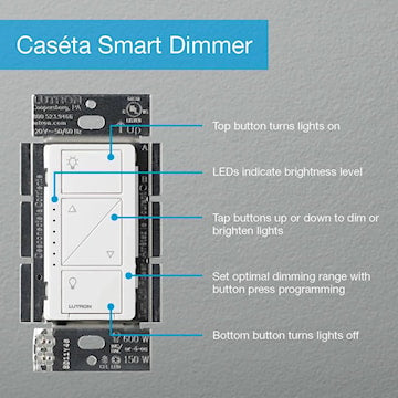 LUTRON PD-6WCL-WH-C CASETA RF 600WWHITE DIMMER