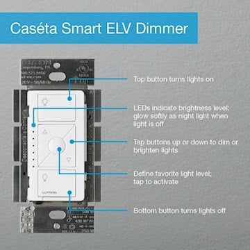 LUTRON PD-5NE-WH-C WHITE DIMMER CASETA