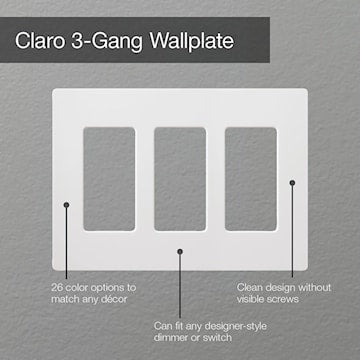 LUTRON CW-3-BL 3-GANG WALL PLATE BLACK 