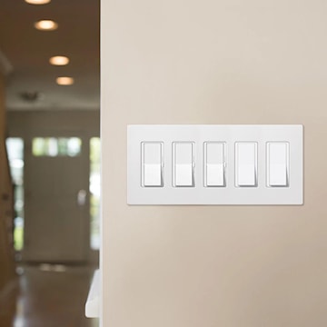 LUTRON CW-5-WH 5-GROUP PLATE WHITECLAIR 