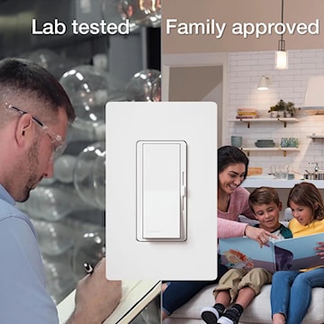 LUTRON DVCL-253P-WH Diva 250W LED/CFL Dimmer, Gloss Finish, White.
