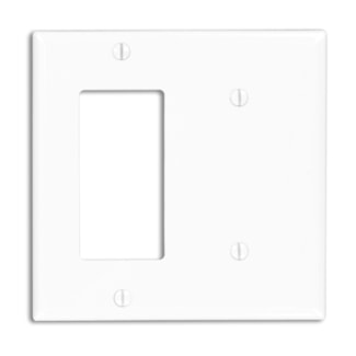 LEVITON 80708-W PLAQUE 2G 1 DEC/1 OBTURATEUR BRIDE BLANC