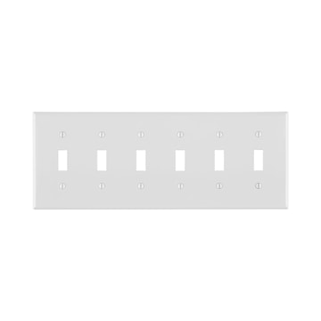 LEVITON 80736-W PLAQUE 6G A BASCULE NYLON BLANC