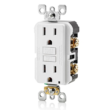 LEVITON GFNT1-W RECEIPT GFCI SELF TEST 15A125V WHITE 