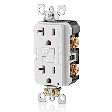 LEVITON GFNT2-W RECEIPT GFCI AUTO TEST20A125V WHITE 