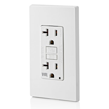 LEVITON GFWR2-W RECEPT DDFT AUTO TEST INTEMPERIE 20A125V BLANC