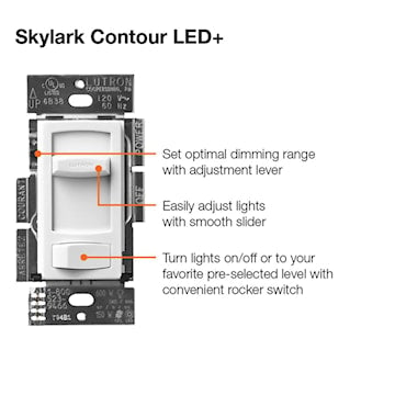 LUTRON CTCL-153P-IV CONTOUR CFL/LED IVORY