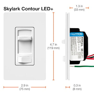 Skylark Single Pole/3 Way 120V Dimmer Switch, Compatible with 150W CFL/LED or 600W Halogen/Incandescent Lamps - White