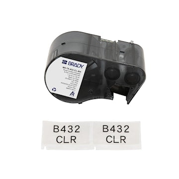 BRADY M5-78-432-CL-BK ETIQUETTE POLYESTER TRSPARENT 1.9X1 BK/CL RL/100