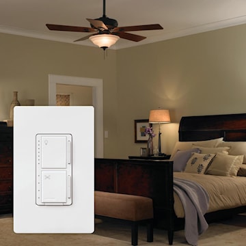 LUTRON MACL-LFQ-WH LUTRON - MACL-LFQ-WH - 75W 1.5AMP 1-POLE MAESTRO CL FAN/LIGHT CONTROL, White.