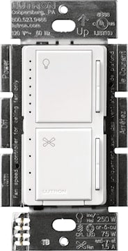 LUTRON MACL-LFQ-WH LUTRON - MACL-LFQ-WH - 75W 1.5AMP 1-POLE MAESTRO CL FAN/LIGHT CONTROL, White.