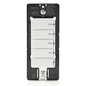 LEVITON DT160-1LW 60MIN 15A DECORA COUNTDOWN TIMER WHITE