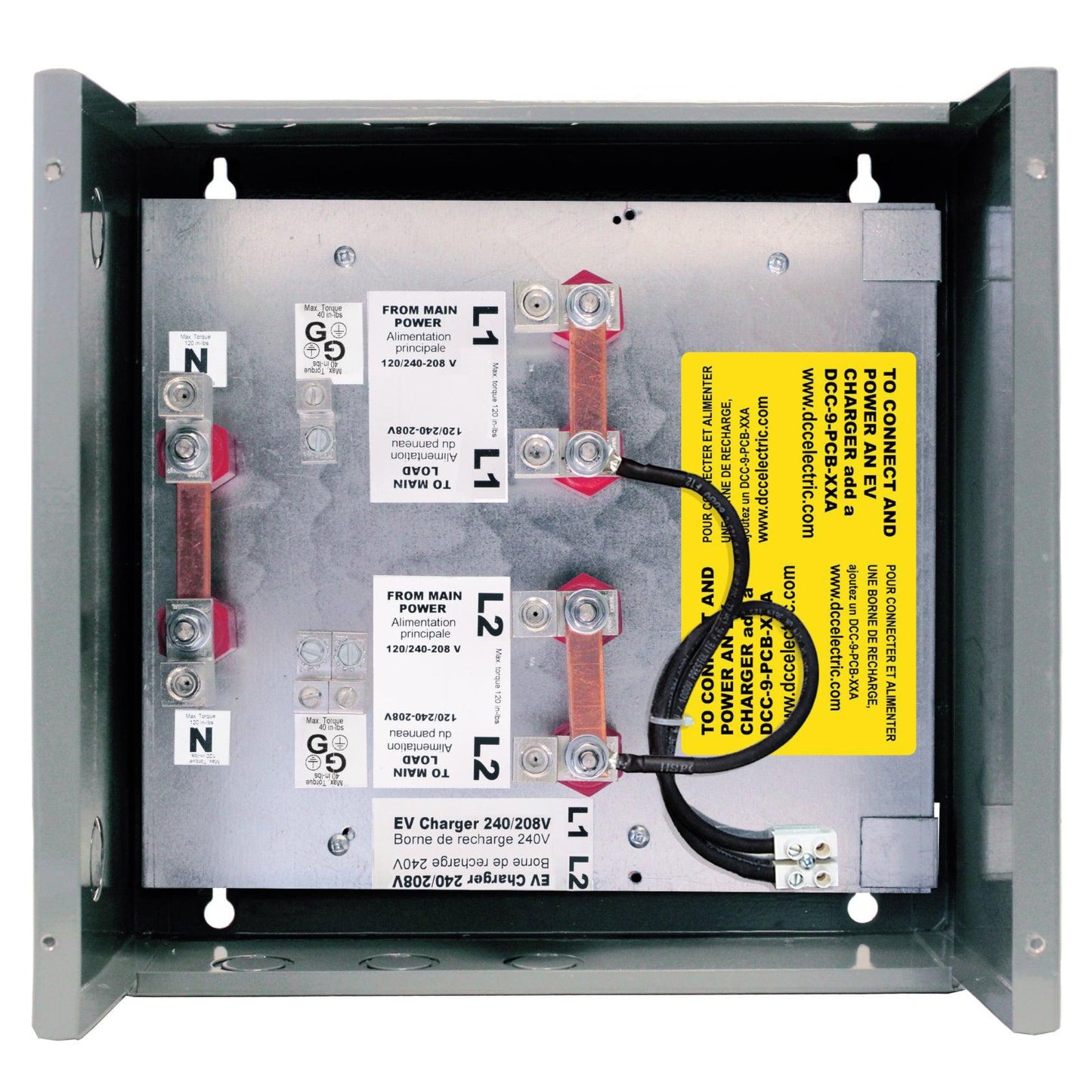 RVE DCC-9-BOX Système de gestion d'énergie des VÉ Boîte de répartition 120/240-208V, Max 125A, compatible avec tous les DCC-9-PCB