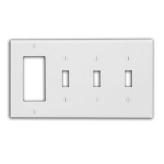 LEVITON 80732-W PLAQUE 4G 3 A BASCULE 1DEC NYLON BLANC
