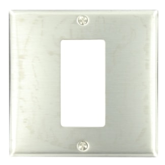 LEVITON S746-N 2G 1-Gang Center Opening Stainless Steel Plate 