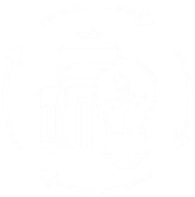 Icône de piles et ampoule avec feuille, entourées de flèches circulaires, illustrant le stockage d’énergie renouvelable et l’efficacité.