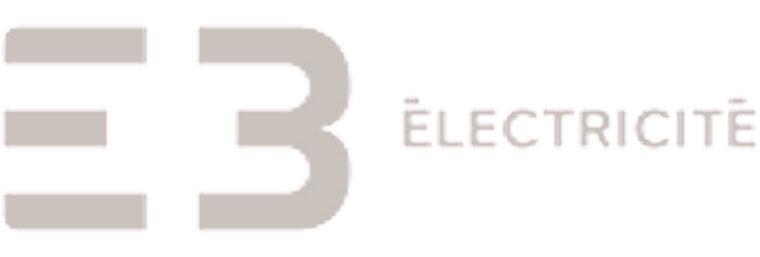 Logo de l’entreprise E3 Électricité avec design rouge stylisé ‘E3’ et texte
